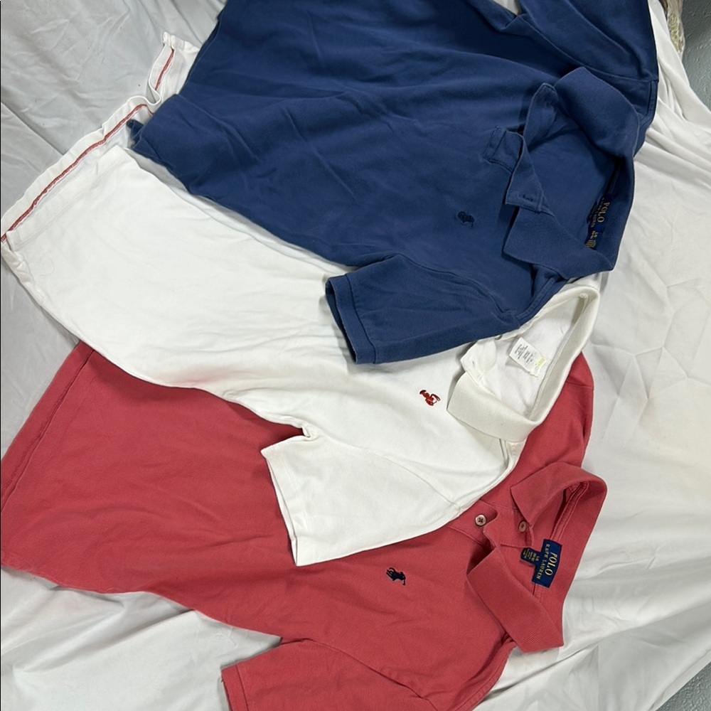 Boys Polo Shirt Set - Blue, White, and salmon